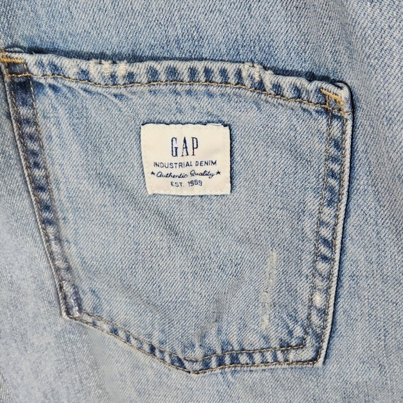 Gap Denim Blue 100% Cotton Denim Jean Shortalls Size Medium - Picture 7 of 10